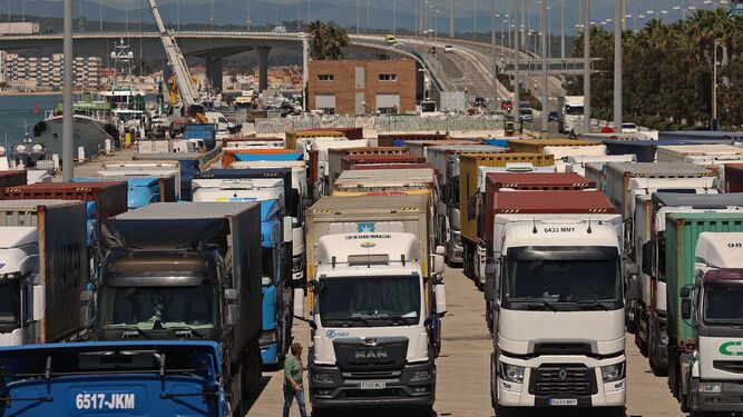 Camiones en el Puerto de Algeciras.
