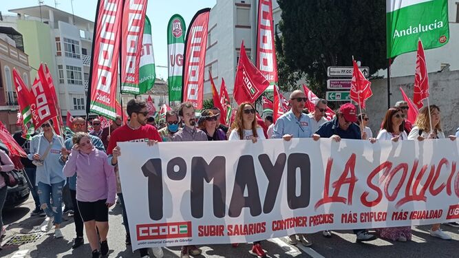Los sindicatos en una manifestación del 1 de mayo en Algeciras.